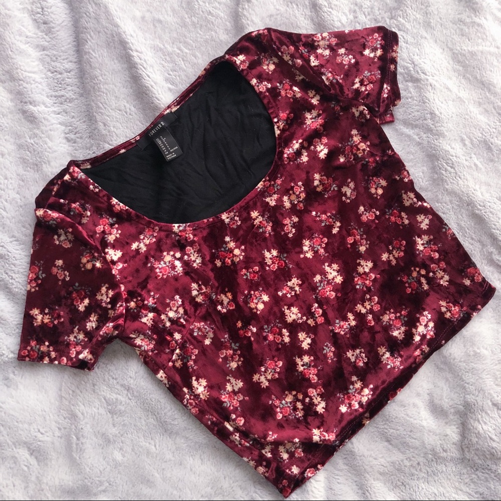 Velvet floral crop top